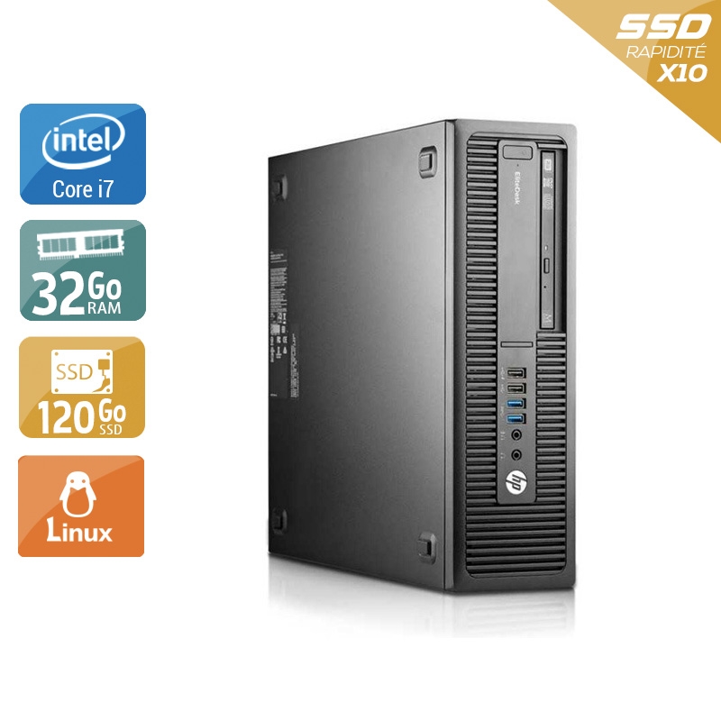 HP EliteDesk 800 G2 SFF i7 Gen 6 32Go RAM 120Go SSD Linux