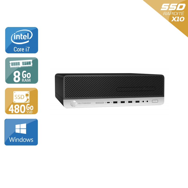 HP EliteDesk 800 G3 SFF i7 Gen 6 8Go RAM 480Go SSD Windows 10