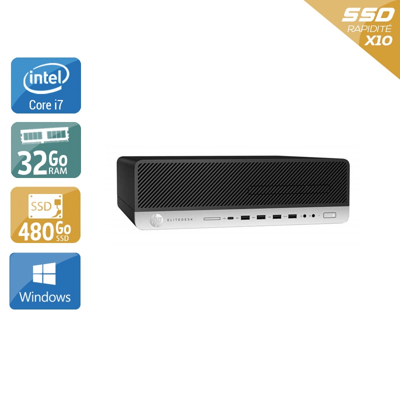 HP EliteDesk 800 G3 SFF i7 Gen 6 32Go RAM 480Go SSD Windows 10