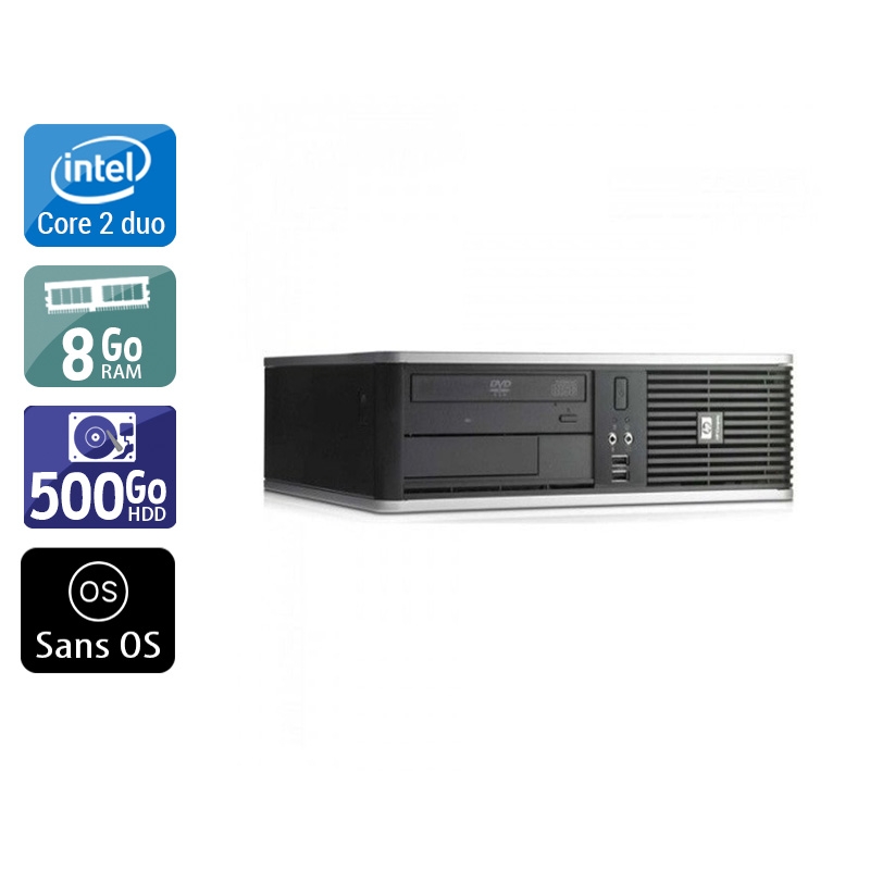 HP Compaq dc7900 SFF Core 2 Duo 8Go RAM 500Go HDD Sans OS