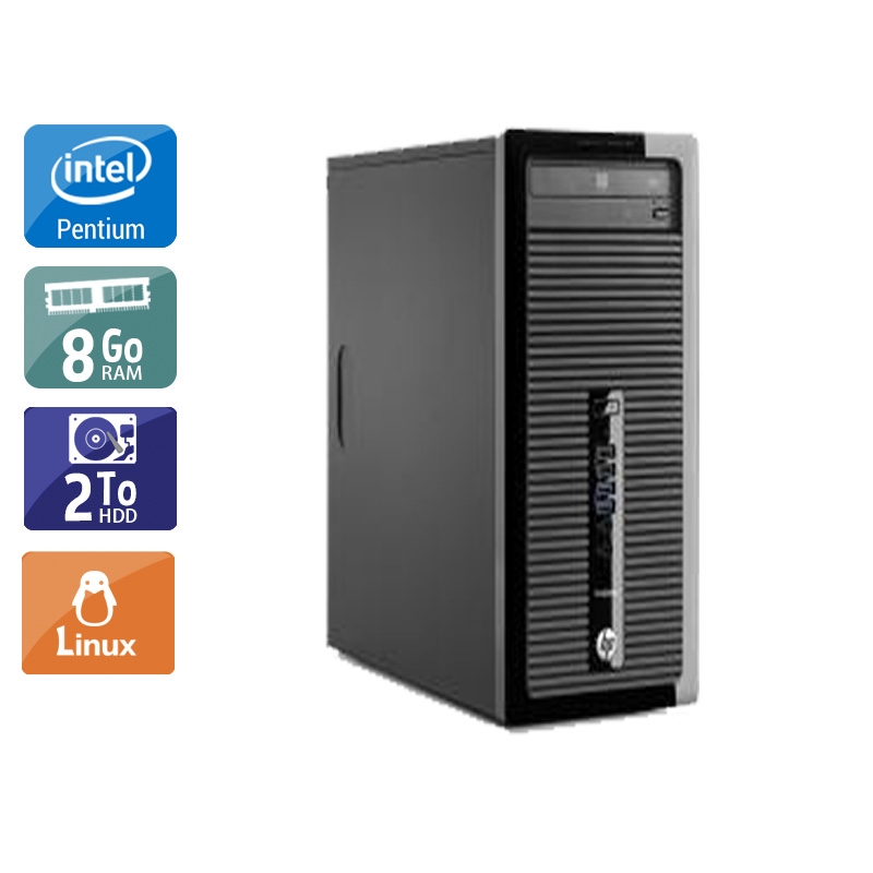 HP ProDesk 400 G1 Tower Pentium G Dual Core 8Go RAM 2To HDD Linux