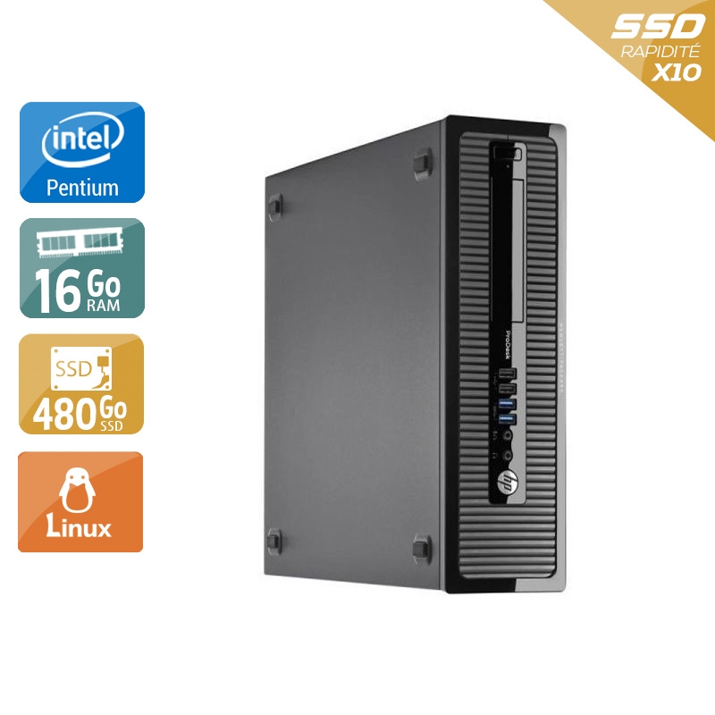 HP ProDesk 400 G1 SFF Pentium G Dual Core 16Go RAM 480Go SSD Linux