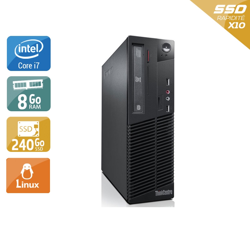 Lenovo ThinkCentre M73 SFF i7 8Go RAM 240Go SSD Linux