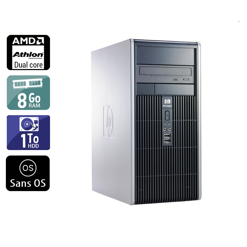 HP Compaq dc5850 Tower AMD Athlon Dual Core 8Go RAM 1To HDD Sans OS