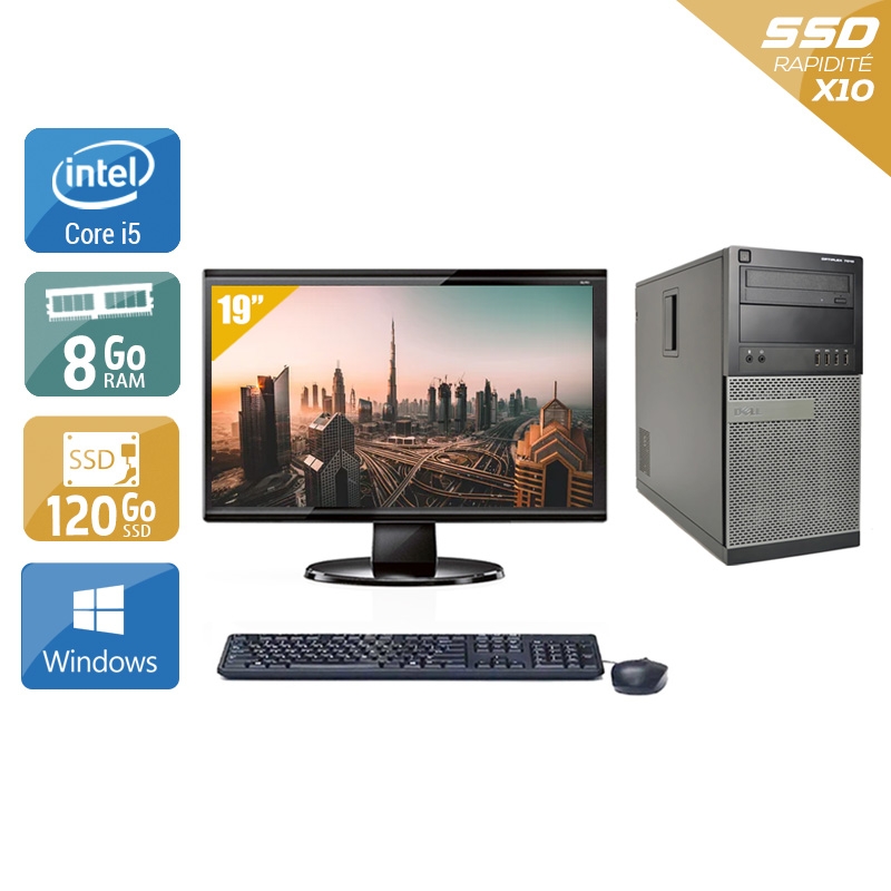 Dell Optiplex 790 Tower i5 avec Écran 19 pouces 8Go RAM 120Go SSD Windows 10