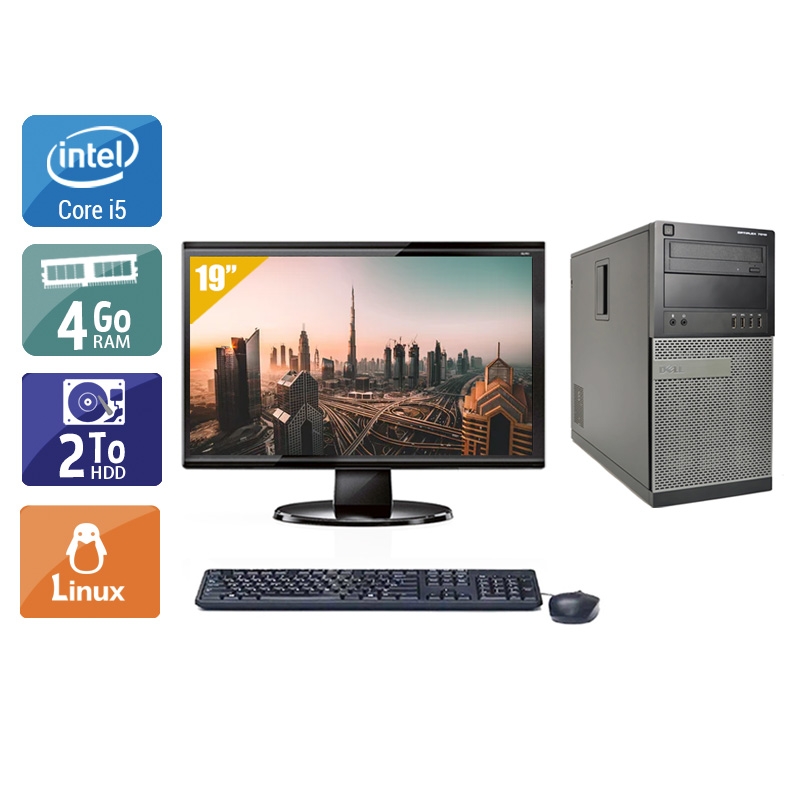 Dell Optiplex 790 Tower i5 avec Écran 19 pouces 4Go RAM 2To HDD Linux
