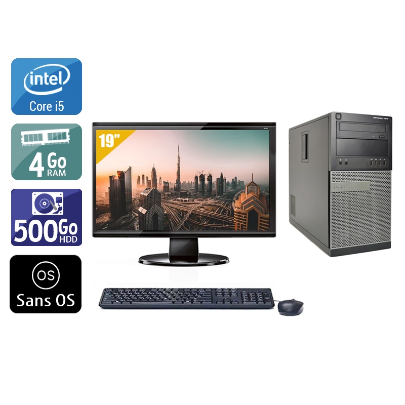 Dell Optiplex 790 Tower i5 avec Écran 19 pouces 4Go RAM 500Go HDD Sans OS