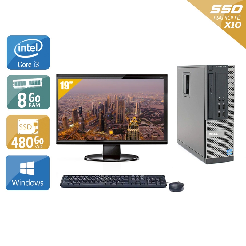 Dell Optiplex 790 SFF i3 avec Écran 19 pouces 8Go RAM 480Go SSD Windows 10