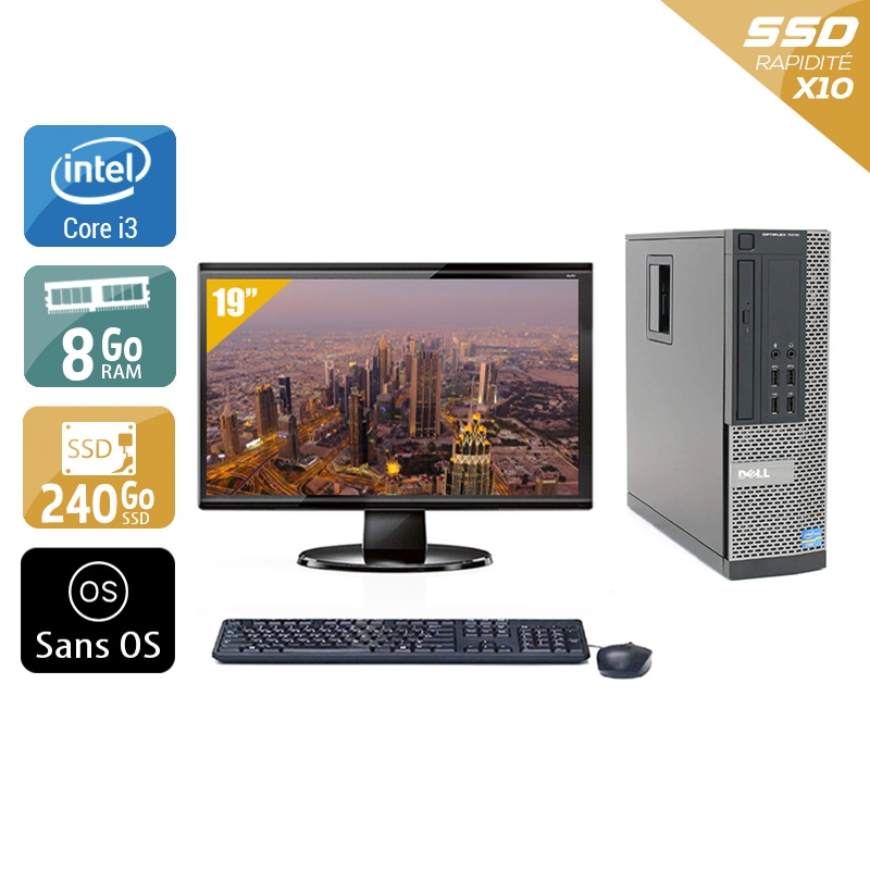 Dell Optiplex 790 SFF i3 avec Écran 19 pouces 8Go RAM 240Go SSD Sans OS