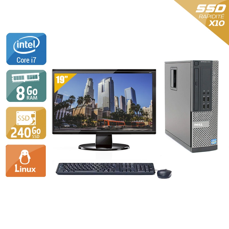 Dell Optiplex 790 SFF i7 avec Écran 19 pouces 8Go RAM 240Go SSD Linux