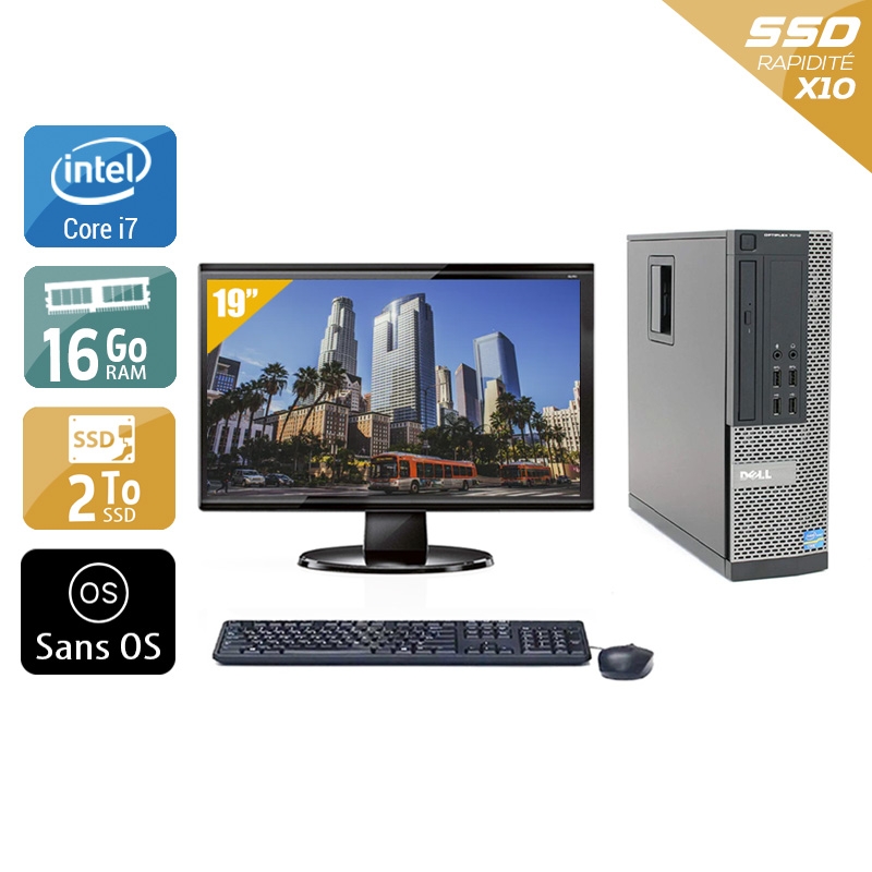 Dell Optiplex 790 SFF i7 avec Écran 19 pouces 16Go RAM 2To SSD Sans OS
