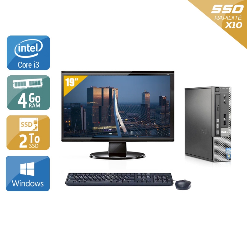 Dell Optiplex 790 USDT i3 avec Écran 19 pouces 4Go RAM 2To SSD Windows 10