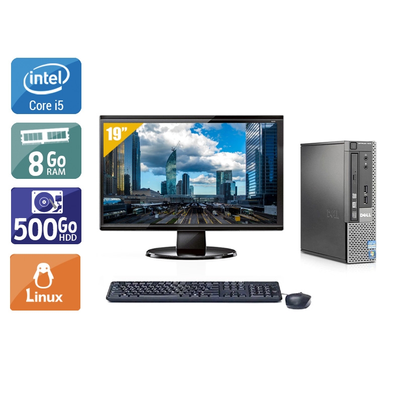 Dell Optiplex 790 USDT i5 avec Écran 19 pouces 8Go RAM 500Go HDD Linux
