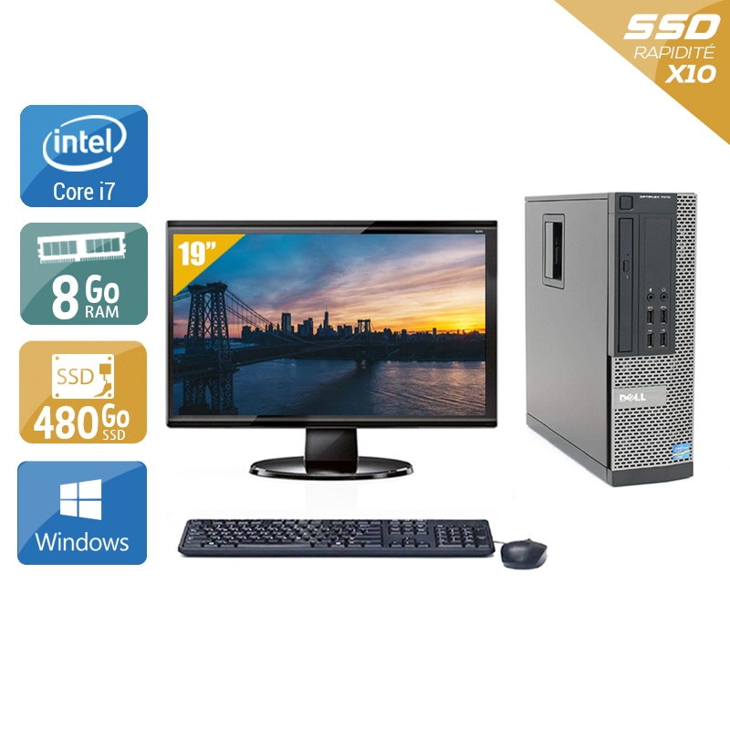 Dell Optiplex 9020 SFF i7 avec Écran 19 pouces 8Go RAM 480Go SSD Windows 10