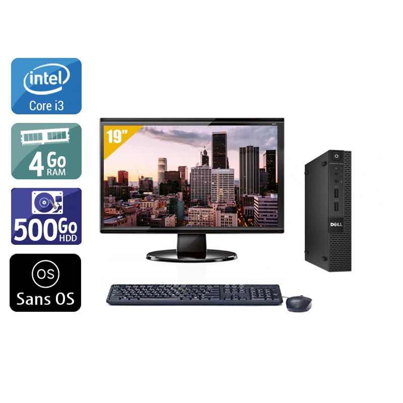 Dell Optiplex 9020M USDT i3 avec Écran 19 pouces 4Go RAM 500Go HDD Sans OS