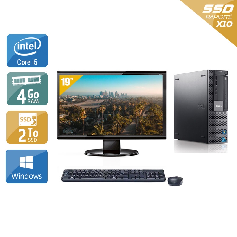 Dell Optiplex 980 Desktop i5 avec Écran 19 pouces 4Go RAM 2To SSD Windows 10