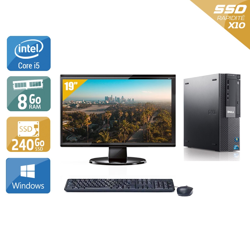 Dell Optiplex 980 Desktop i5 avec Écran 19 pouces 8Go RAM 240Go SSD Windows 10