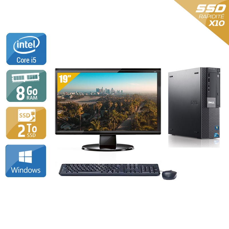 Dell Optiplex 980 Desktop i5 avec Écran 19 pouces 8Go RAM 2To SSD Windows 10