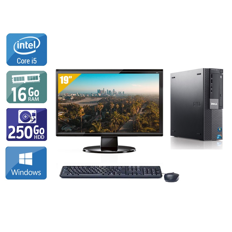 Dell Optiplex 980 Desktop i5 avec Écran 19 pouces 16Go RAM 250Go HDD Windows 10