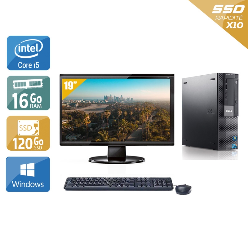 Dell Optiplex 980 Desktop i5 avec Écran 19 pouces 16Go RAM 120Go SSD Windows 10