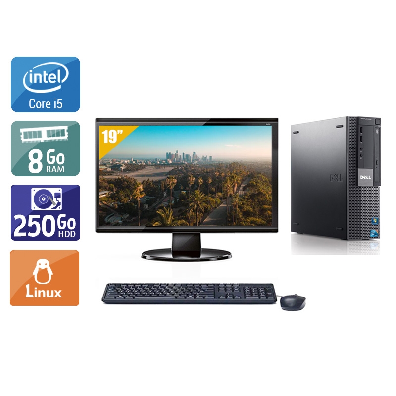 Dell Optiplex 980 Desktop i5 avec Écran 19 pouces 8Go RAM 250Go HDD Linux