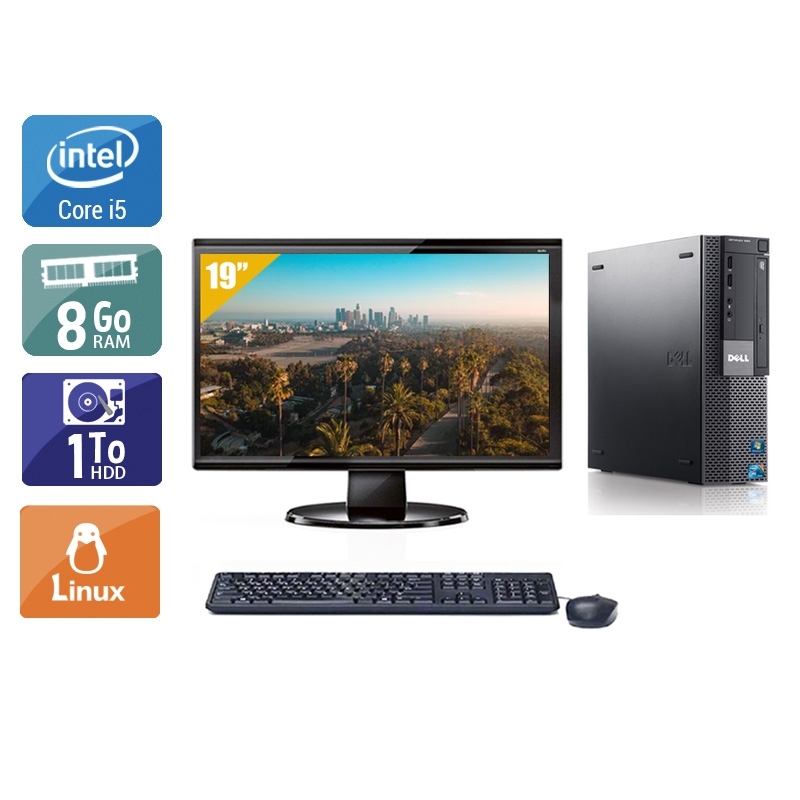 Dell Optiplex 980 Desktop i5 avec Écran 19 pouces 8Go RAM 1To HDD Linux