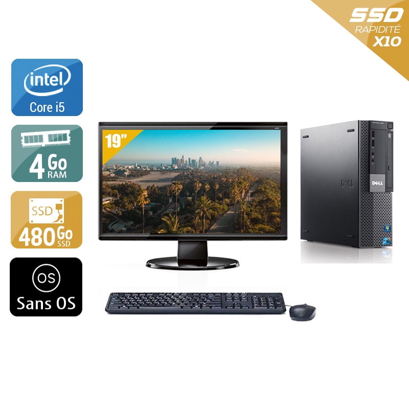 Dell Optiplex 980 Desktop i5 avec Écran 19 pouces 4Go RAM 480Go SSD Sans OS