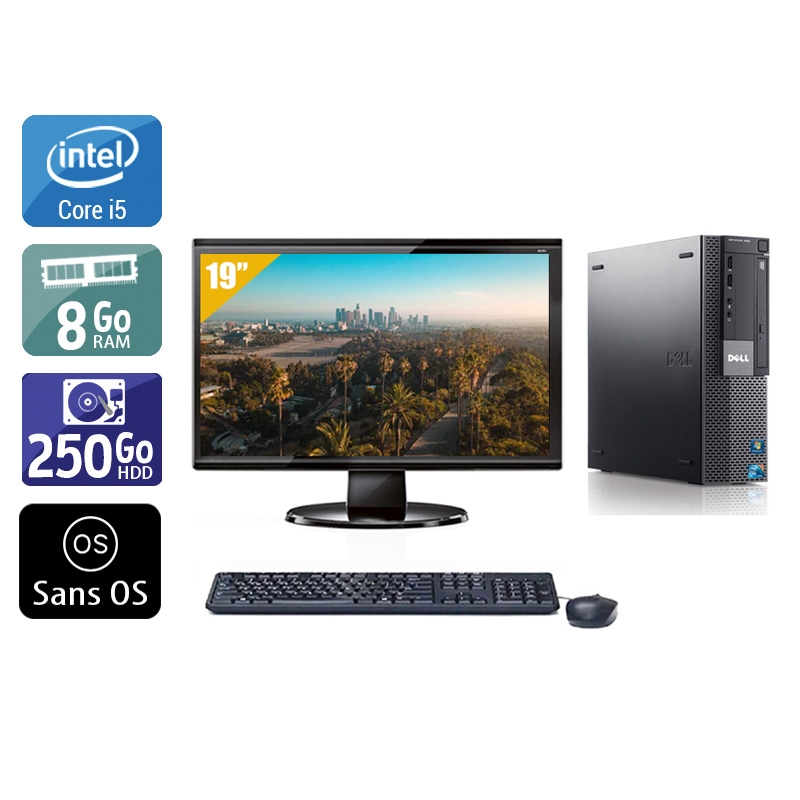 Dell Optiplex 980 Desktop i5 avec Écran 19 pouces 8Go RAM 250Go HDD Sans OS