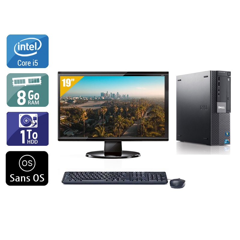 Dell Optiplex 980 Desktop i5 avec Écran 19 pouces 8Go RAM 1To HDD Sans OS