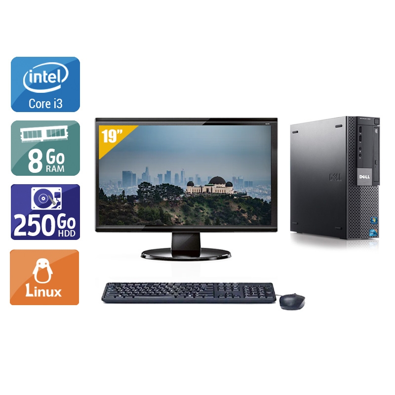 Dell Optiplex 980 SFF i3 avec Écran 19 pouces 8Go RAM 250Go HDD Linux