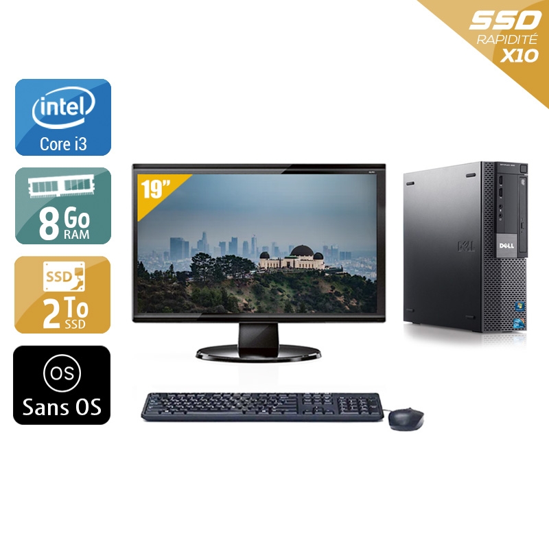 Dell Optiplex 980 SFF i3 avec Écran 19 pouces 8Go RAM 2To SSD Sans OS