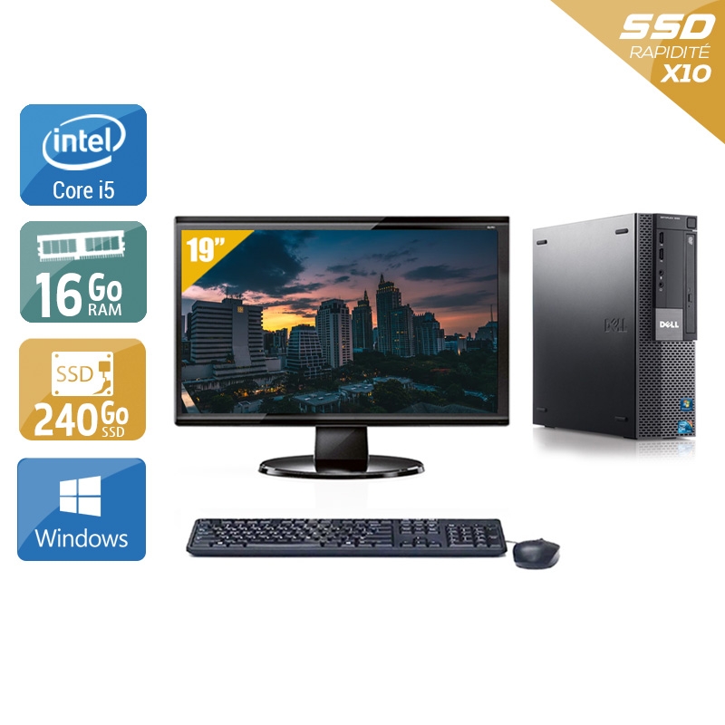 Dell Optiplex 980 SFF i5 avec Écran 19 pouces 16Go RAM 240Go SSD Windows 10
