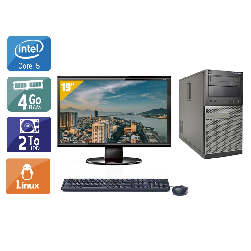 Dell Optiplex 990 Tower i5 avec Écran 19 pouces 4Go RAM 2To HDD Linux