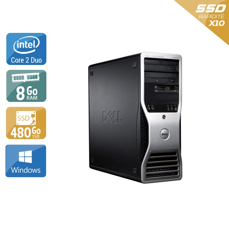 Dell Précision T3400 Tower Core 2 Duo 8Go RAM 480Go SSD Windows 10