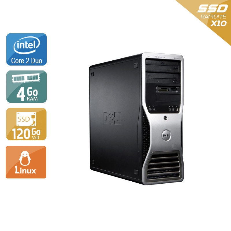 Dell Précision T3400 Tower Core 2 Duo 4Go RAM 120Go SSD Linux