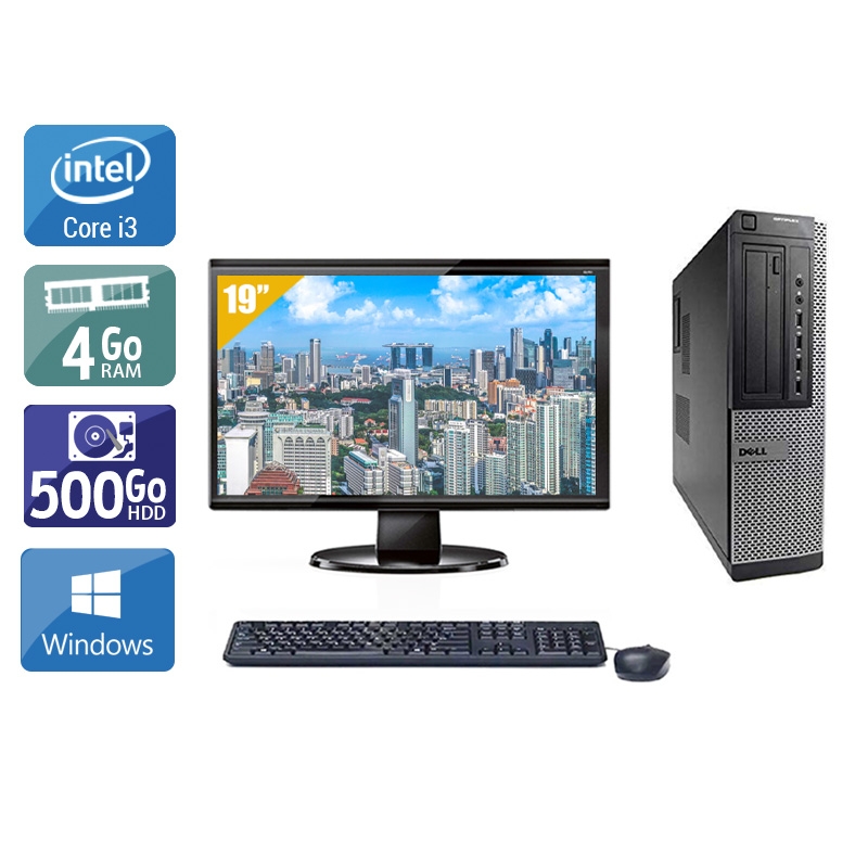 Dell Optiplex 9010 Desktop i3 avec Écran 19 pouces 4Go RAM 500Go HDD Windows 10