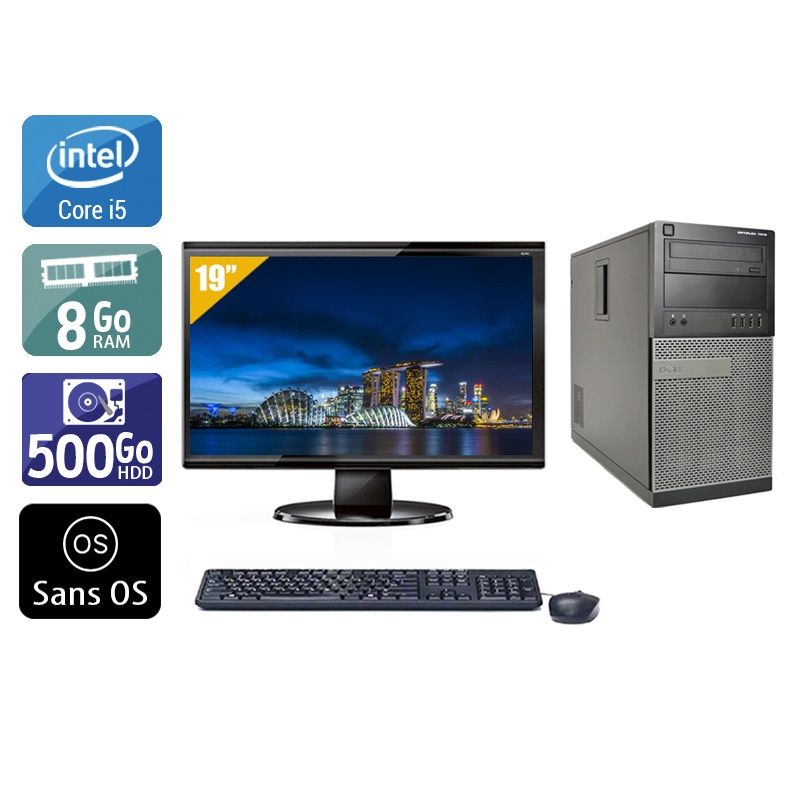 Dell Optiplex 9010 Tower i5 avec Écran 19 pouces 8Go RAM 500Go HDD Sans OS