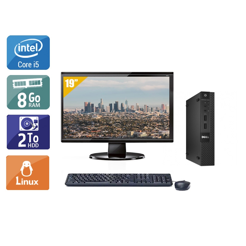 Dell Optiplex 9020M USDT i5 avec Écran 19 pouces 8Go RAM 2To HDD Linux