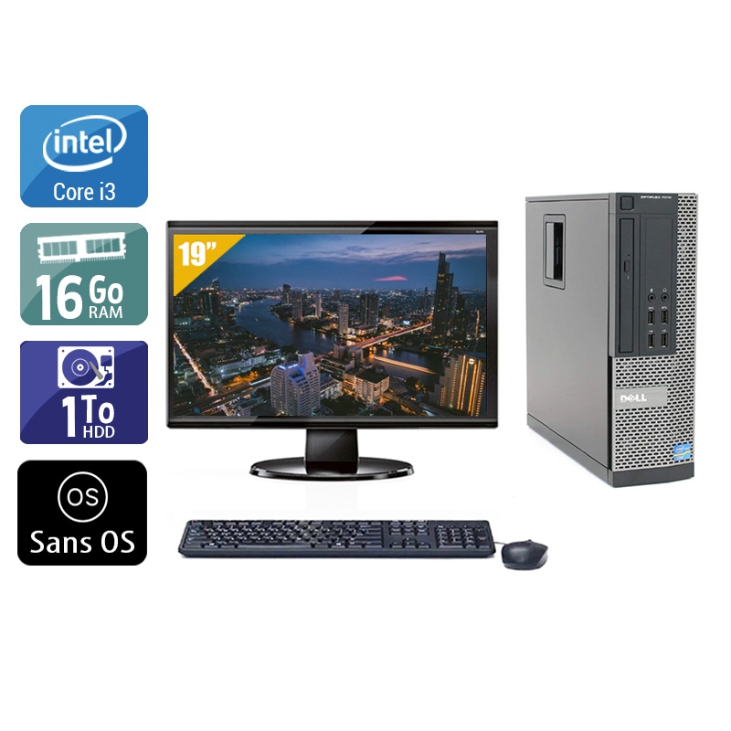 Dell Optiplex 990 SFF i3 avec Écran 19 pouces 16Go RAM 1To HDD Sans OS