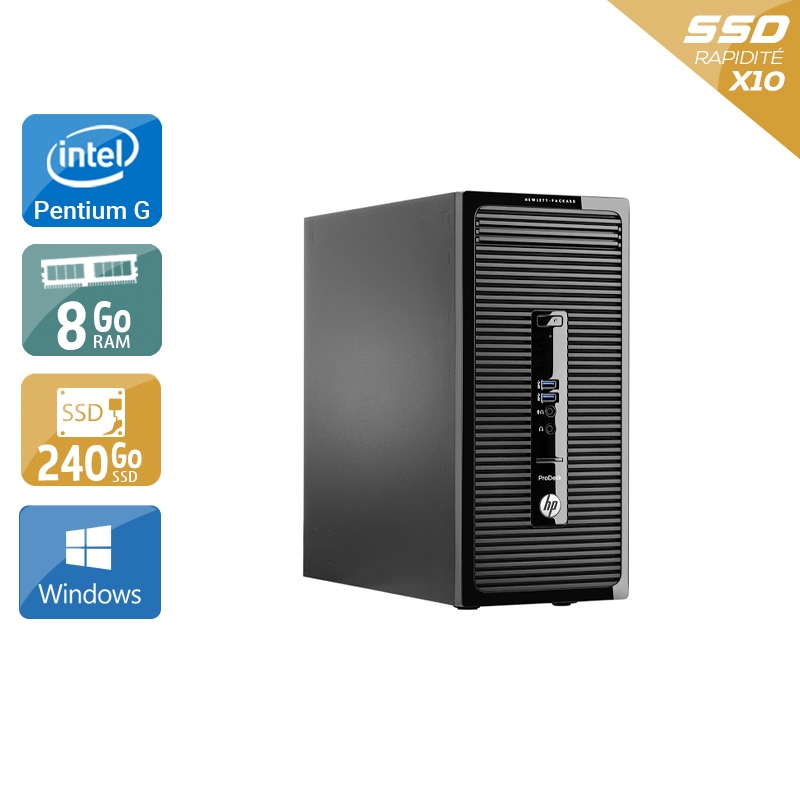 HP ProDesk 400 G2 Tower Pentium G Dual Core 8Go RAM 240Go SSD Windows 10