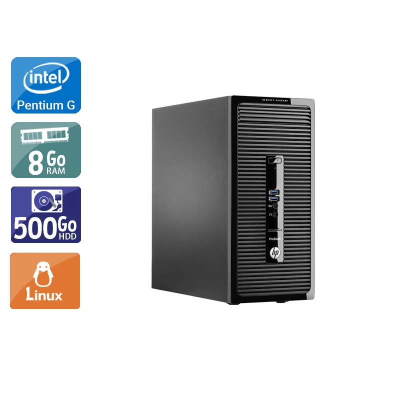 HP ProDesk 400 G2 Tower Pentium G Dual Core 8Go RAM 500Go HDD Linux