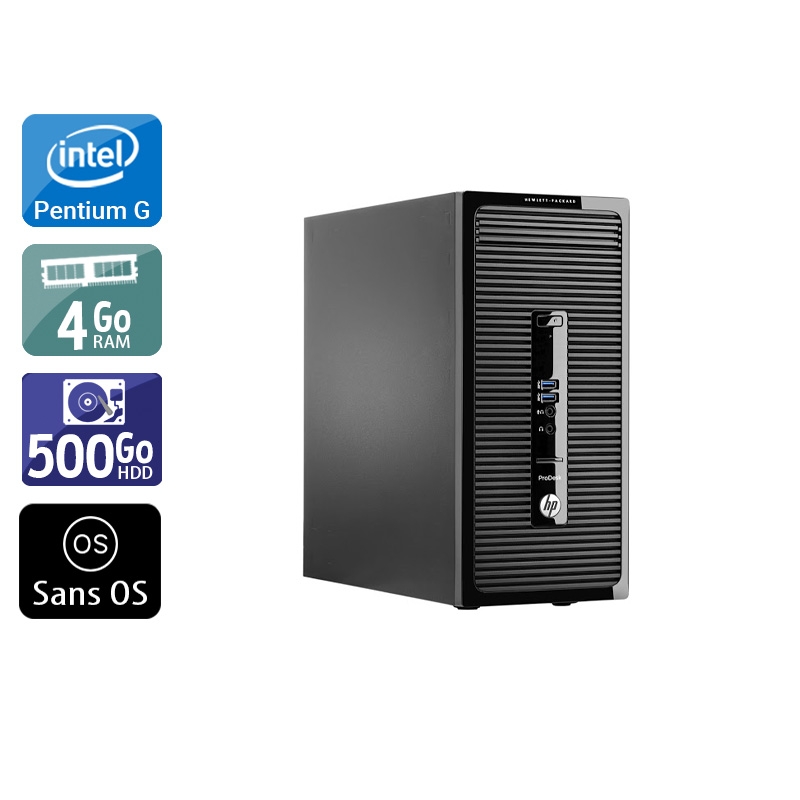 HP ProDesk 400 G2 Tower Pentium G Dual Core 4Go RAM 500Go HDD Sans OS