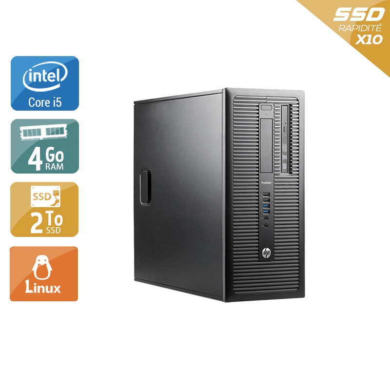 HP ProDesk 600 G1 Tower i5 4Go RAM 2To SSD Linux