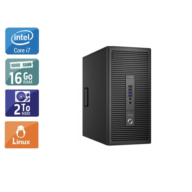 HP ProDesk 600 G2 Tower i7 Gen 6 16Go RAM 2To HDD Linux