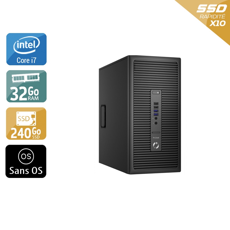 HP ProDesk 600 G2 Tower i7 Gen 6 32Go RAM 240Go SSD Sans OS
