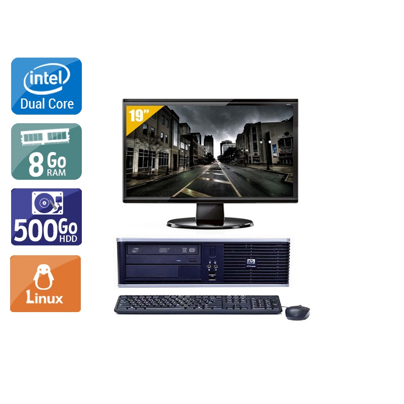 HP Compaq dc7900 SFF Dual Core avec Écran 19 pouces 8Go RAM 500Go HDD Linux