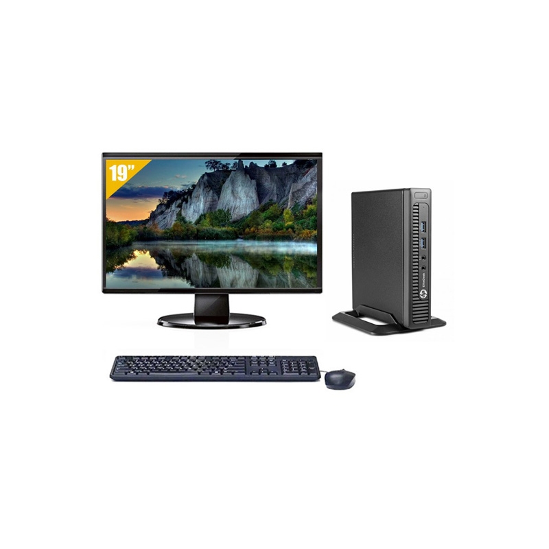 HP EliteDesk 800 G1 TINY Pentium G Dual Core avec Écran 19 pouces 16Go RAM 1To SSD Sans OS