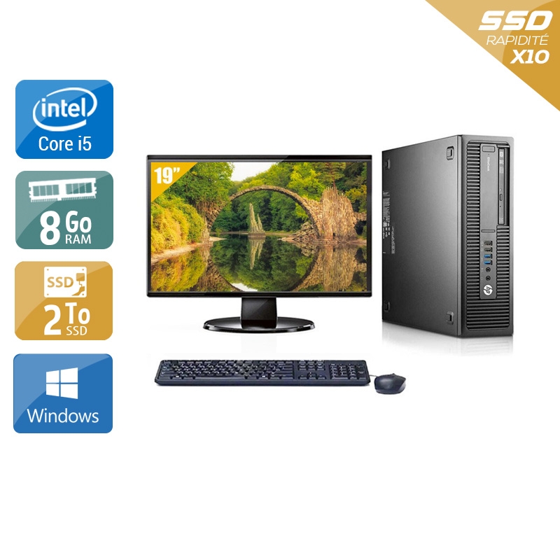 HP EliteDesk 800 G2 SFF i5 Gen 6 avec Écran 19 pouces 32Go RAM 2To SSD Windows 10