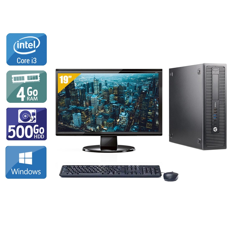 HP ProDesk 600 G2 SFF i3 Gen 6 avec Écran 19 pouces 4Go RAM 500Go HDD Windows 10