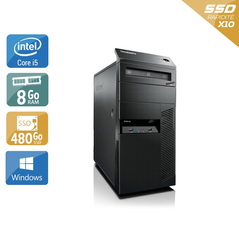 Lenovo ThinkCentre M90 Tower i5 8Go RAM 480Go SSD Windows 10